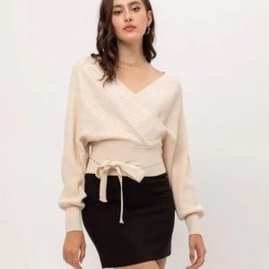 Love Trees Ribbed lightweight long sleeve sweater cream